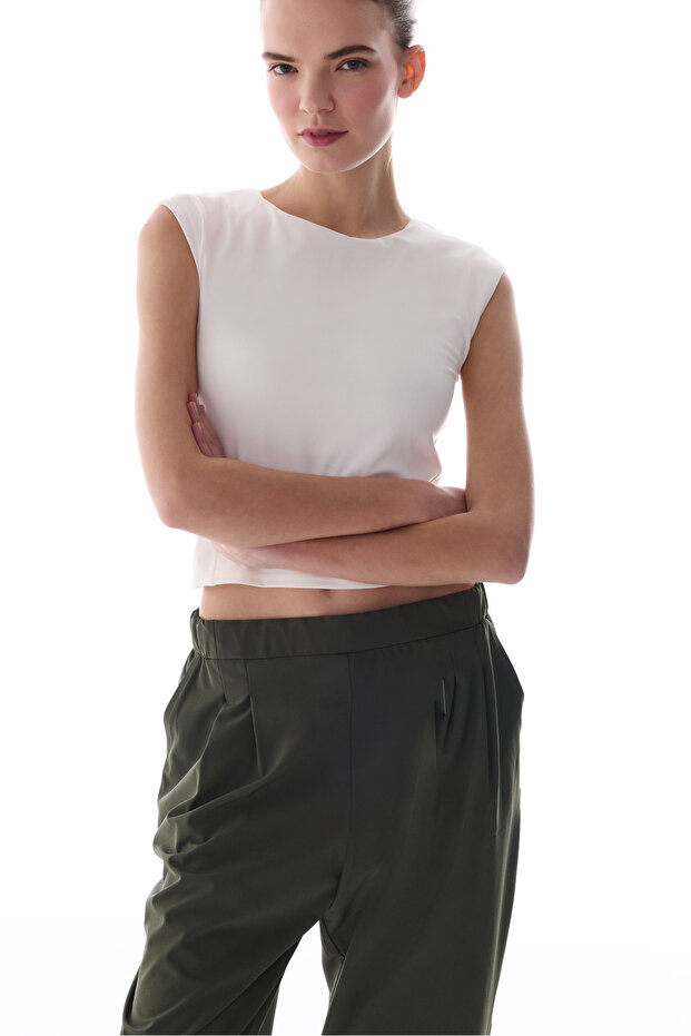 Beyaz Flatlock Dikişli Aktif Üst - 3