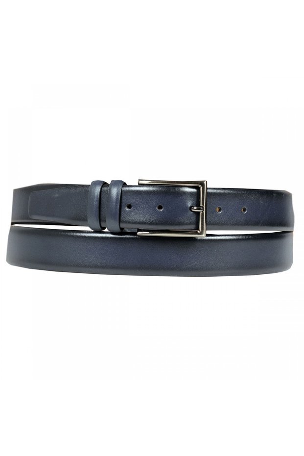 Mode XL Men's Belt 3,5cm Leather Super 4086 Navy Blue