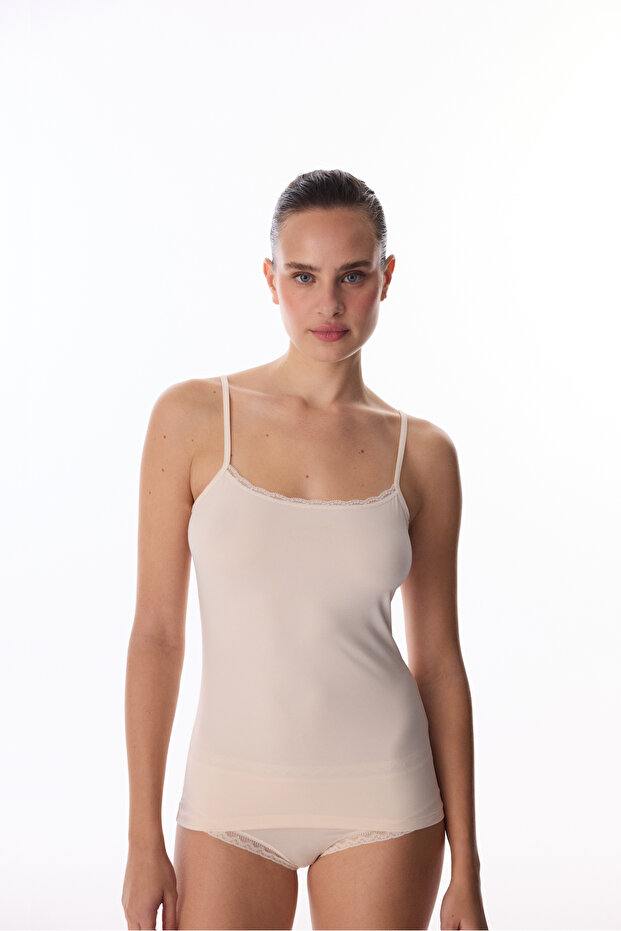 Bej Micro Lace Dantel Atlet - 2