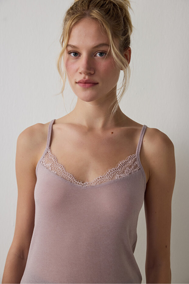 Bej Cashmere Blend Thin Strap Atlet - 2