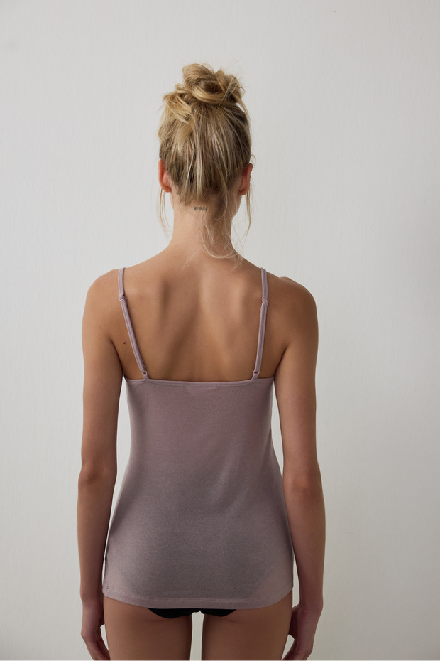 Bej Cashmere Blend Thin Strap Atlet - 6