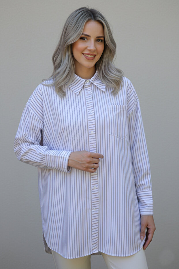 12025 Striped Shirt Cream