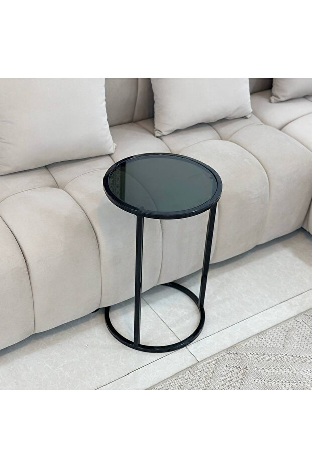Black glass serving table - 4