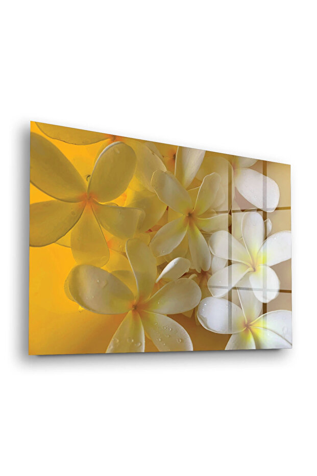 Glass Table White Lily Patterned - 1