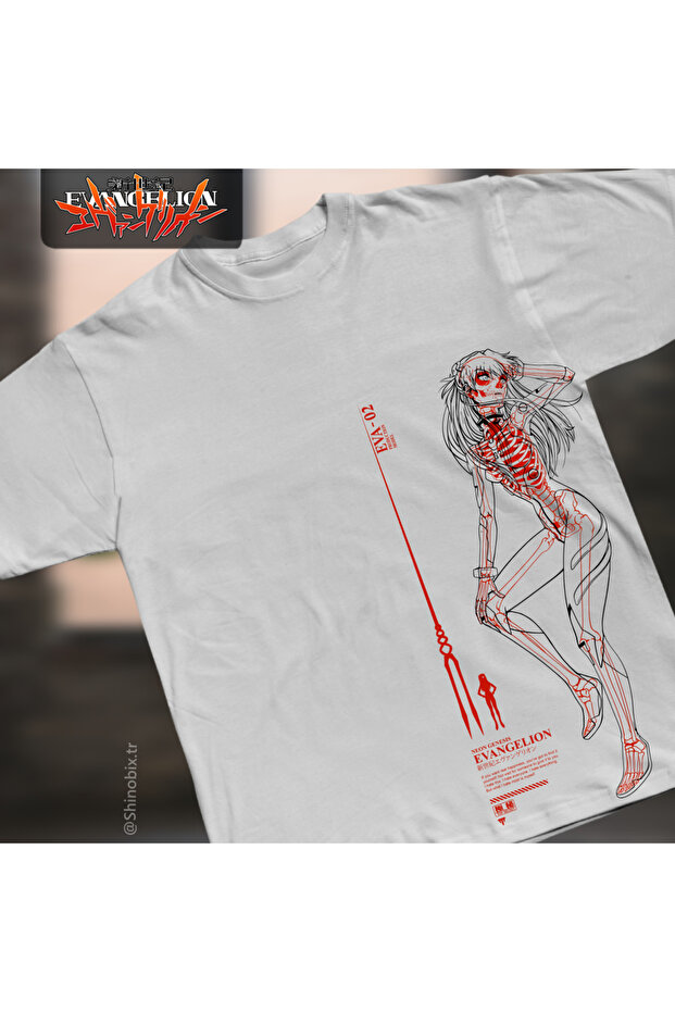Evangelion Neon Genesis Anime Asuka Langley Project Eva Oversize Printed T-Shirt