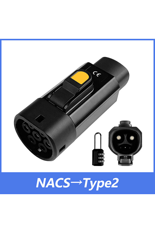 NACS to Type2 Black EVqiaoyi NACS to Type2 EV Adapter 32A 7KW from Tesla Pile to Type2 EV Charging C