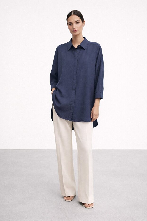 Y3001 Oversize Basic Gömlek - 1