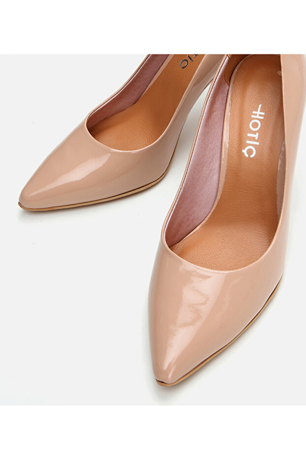 Kadın Deri Bej Stiletto - 4