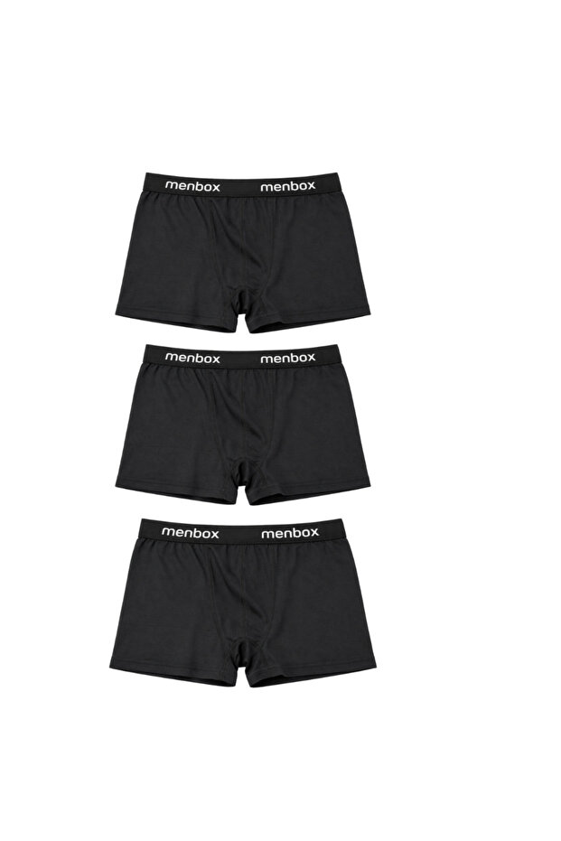 Erkek 3'lü Likralı Basic Düz Esnek Boxer Set - 1