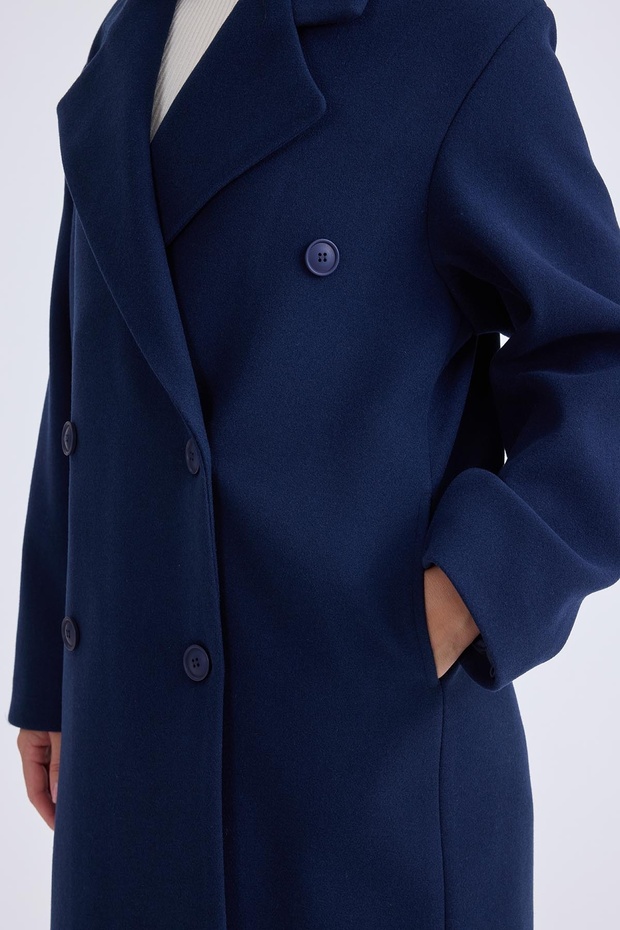 Buttoned Long Stamp Coat - 5