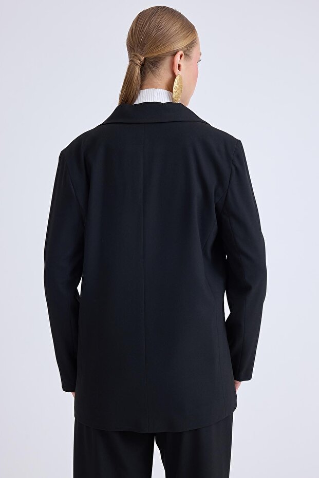 Single Button Front Blazer Jacket - 5