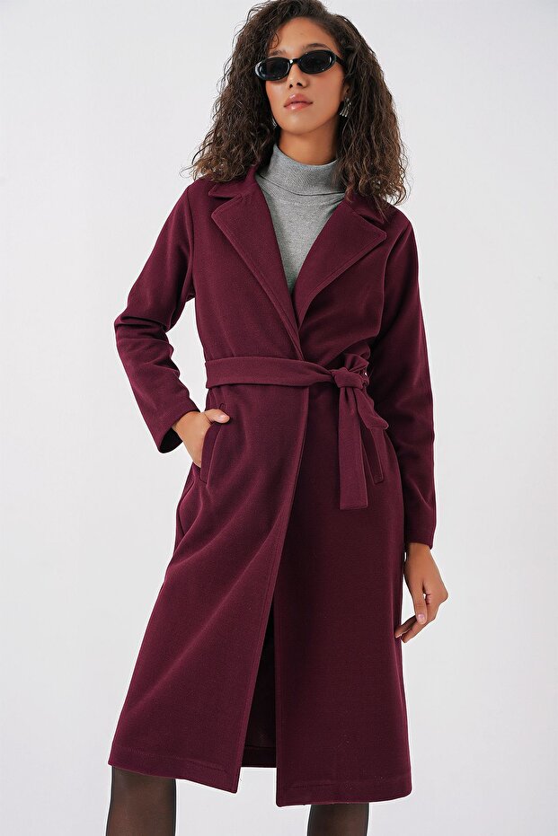Bdart Double-Breasted Collared Belted Cashmere Jacket - 1