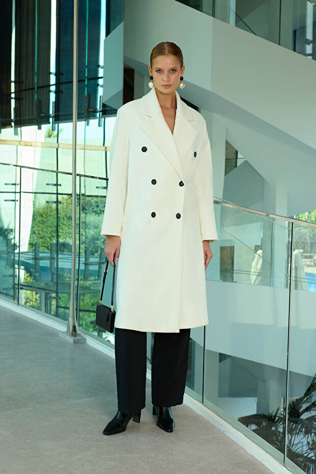 معطف طويل من الكشمير بأزرار مزدوجة - 2