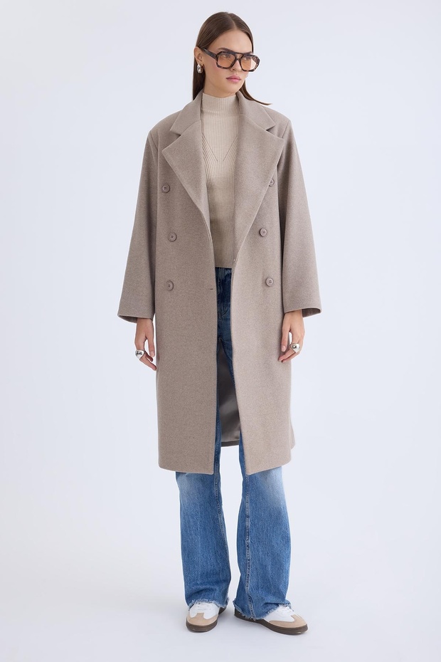 Buttoned Long Stamp Coat - 8