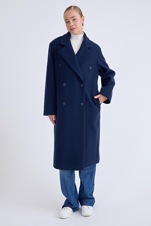 Buttoned Long Stamp Coat - 1