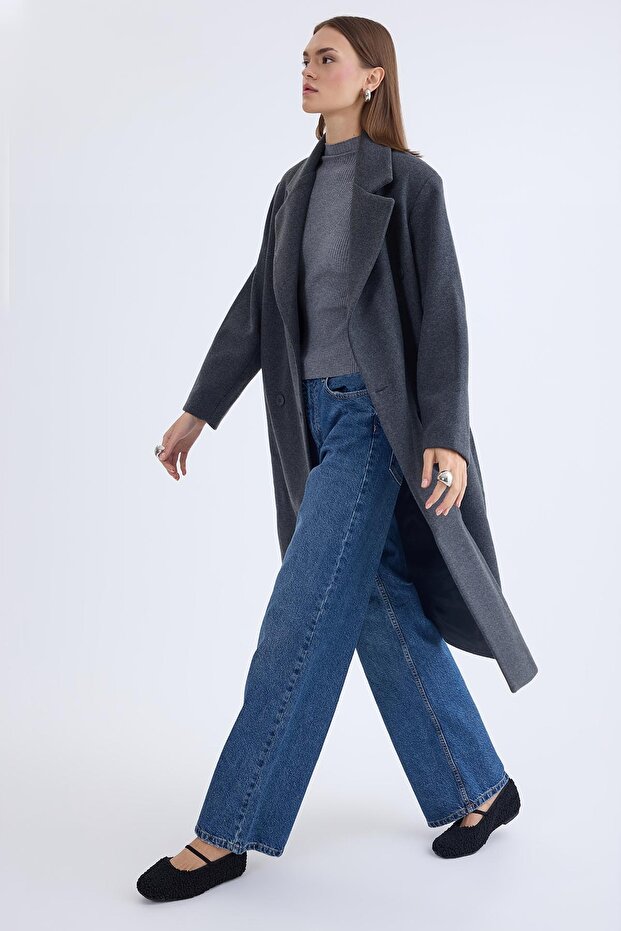 Buttoned Long Stamp Coat - 6