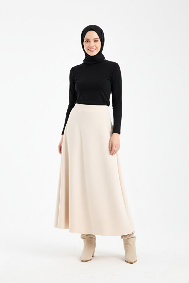 Women's Hijab Scuba Fabric 92 cm Long Flared Skirt