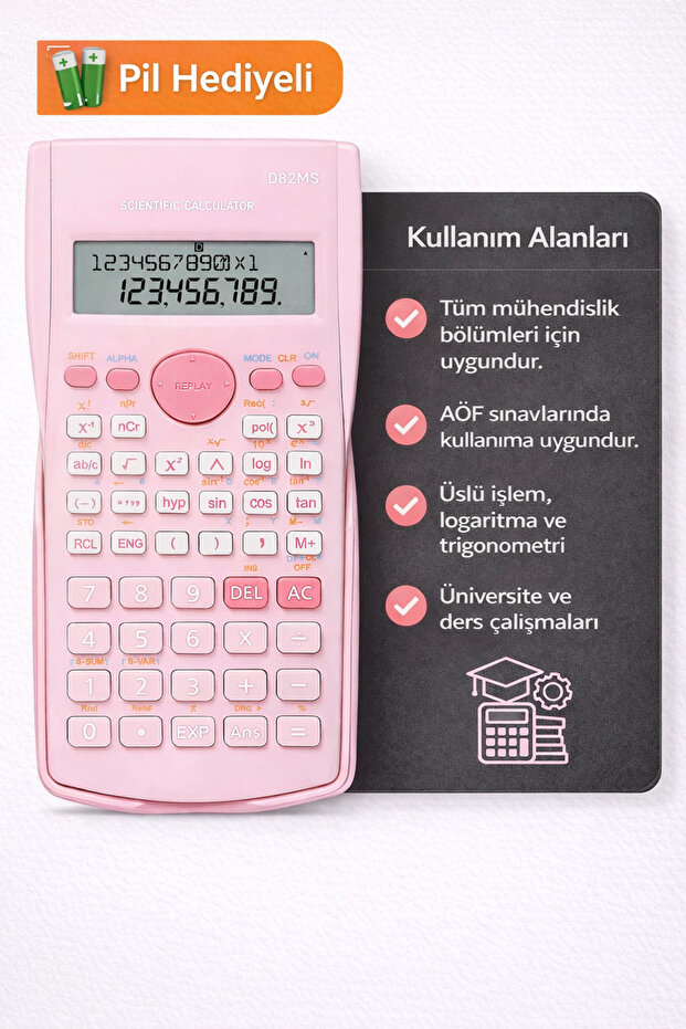 Arkhelais Bilimsel Hesap Makinesi 240 Fonksiyonlu -Mühendislik Hesap Makinesi - Pil hediyeli - Pembe Renk