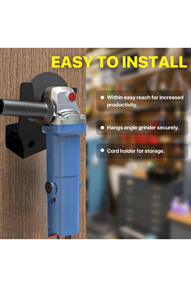 خطاف واحد لأدوات كهربائية، خطاف مثبت على الحائط، حامل تخزين لطاحونة الزاوية، حامل تخزين لأدوات المرآب - 2