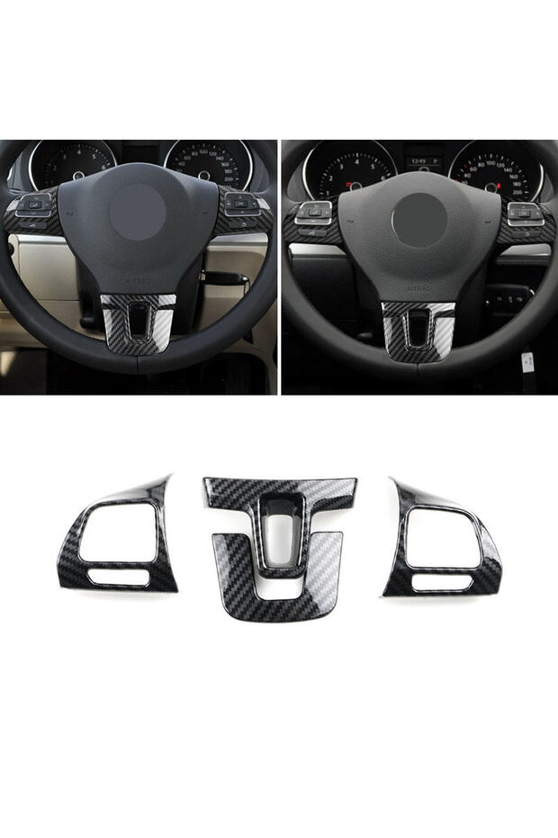ABS Car Carbon Fiber Texture Steering Wheel Panel Button Cover Trim For VW Golf 6 MK6 2009-2013 P...