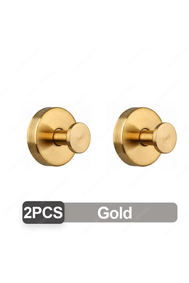 2PC Gold New Suction Cup Hooks Stainless Steel Waterproof Bathroom Shower Wall Mount Punch-free Reus