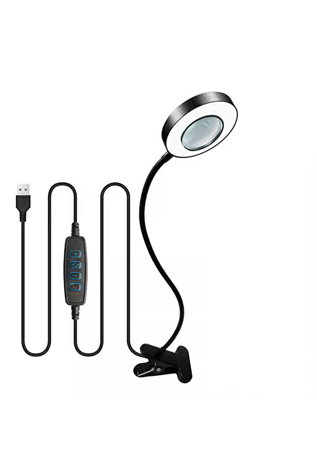 White 10X Magnifying Glass with 3 Color Modes LED Lighted Desk Lamp with Metal Clamp Flexible Goosen