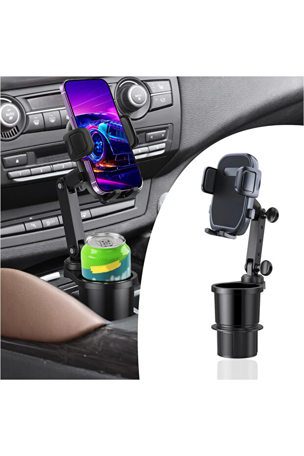 Small water cup 2-in-1 Universal Car Cup Phone Holder Adjustable Long Arm with 360° Rotation Fi