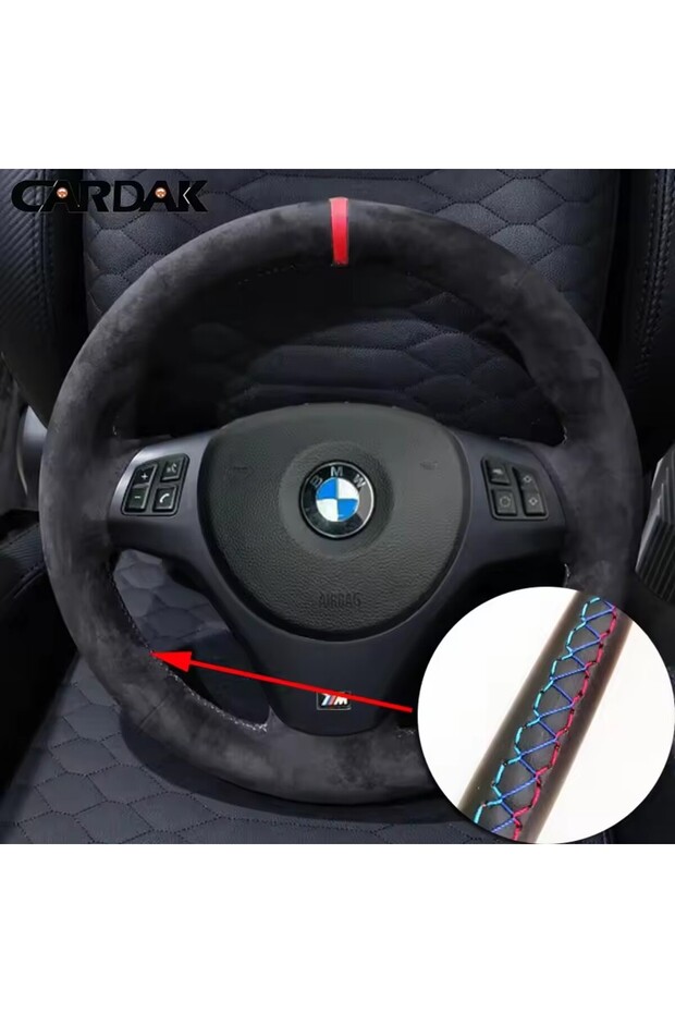 غطاء عجلة قيادة سيارة مخصص من جلد الغزال الناعم المضفر، طراز 3، لسيارات BMW E81 E90، حزمة M Sport M3 E91 E92