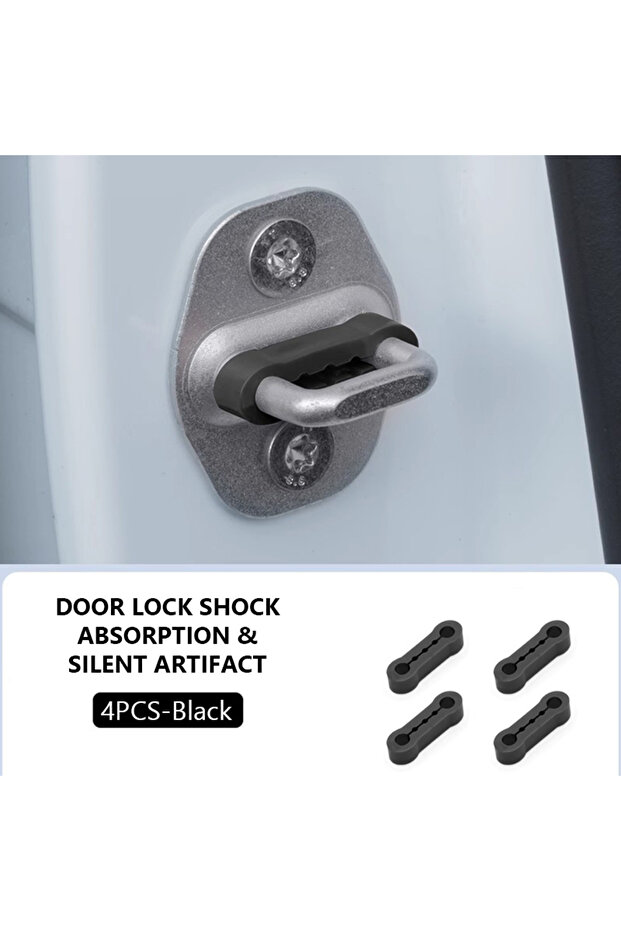 Black 4pcs SEAMETAL Car Door Shock Absorber Universal Car Door Buckle Soundproof Deadener Damper Cus
