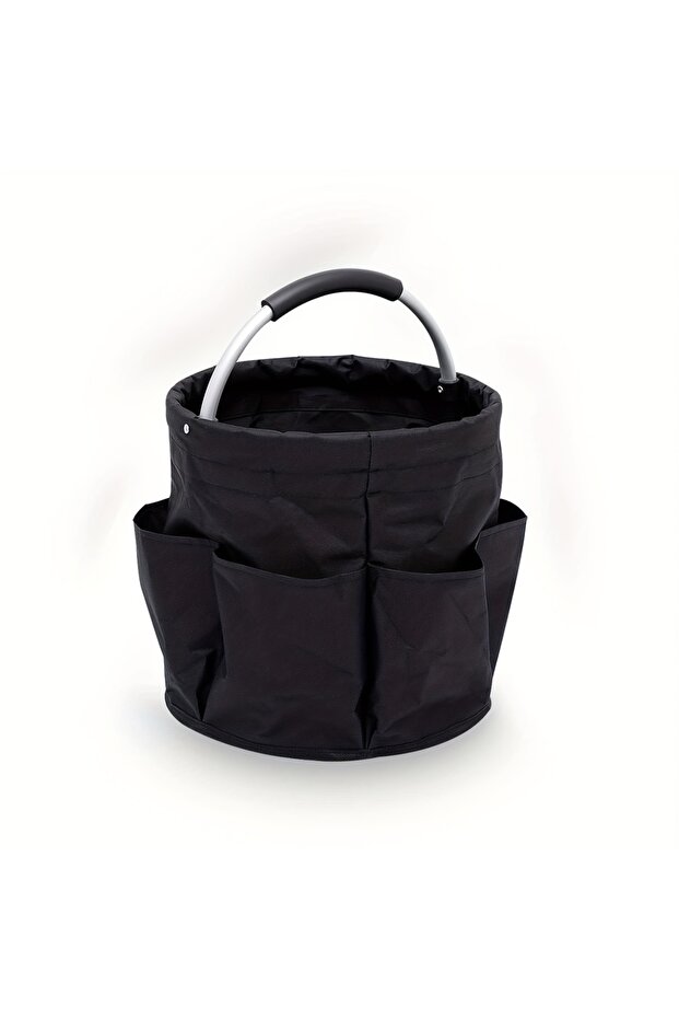 Black 1pc 600D Oxford Cloth Bucket Tool Organizer Bag, Storage Basket With 6 Compartments And Large