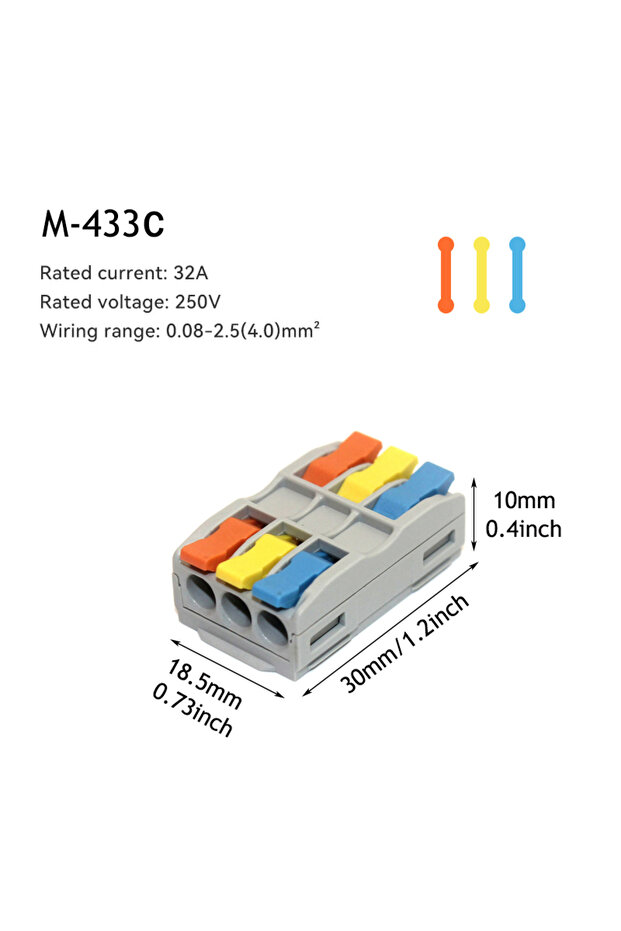 10 قطع M-433C 10/50 قطعة موصل سلك قابل للتوصيل، سلك صلب، إدخال مباشر، متعدد المدخلات والمخرجات