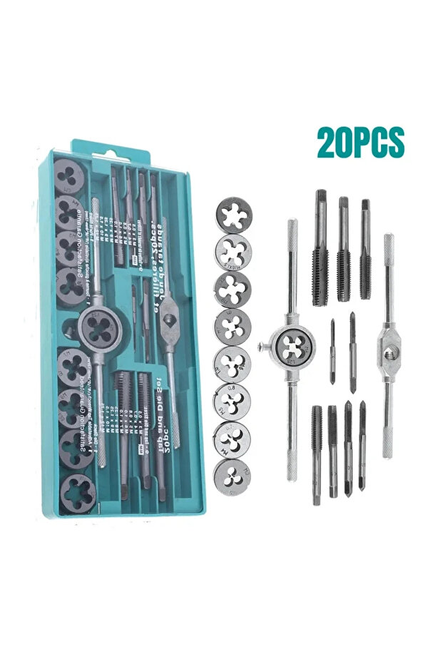 20pcs Multifunction Tap and Die Set 12/20Pcs M3-M12 Metric Screw Thread Plugs Hand Screw Taps Straig