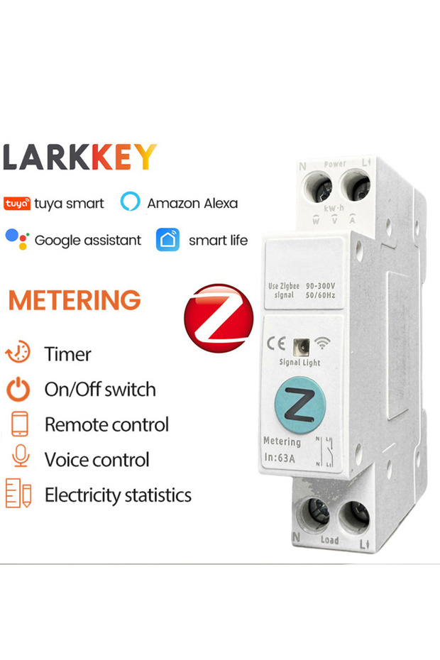 مفتاح قاطع الدائرة الذكي TUYA ZigBee قابل للتعديل من 1 إلى 63 أمبير، عداد كيلوواط ساعة، سكة DIN للمنزل الذكي اللاسلكي
