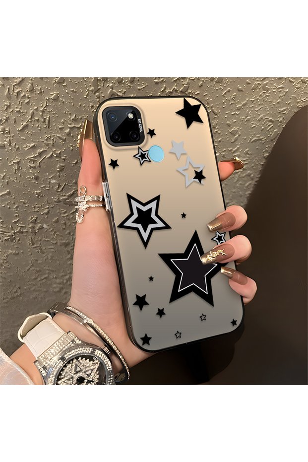 Realme C21Y/C25Y Compatible Shatterproof Silicone Cute Star Pattern Printed Cover Shock Absorbing Protection