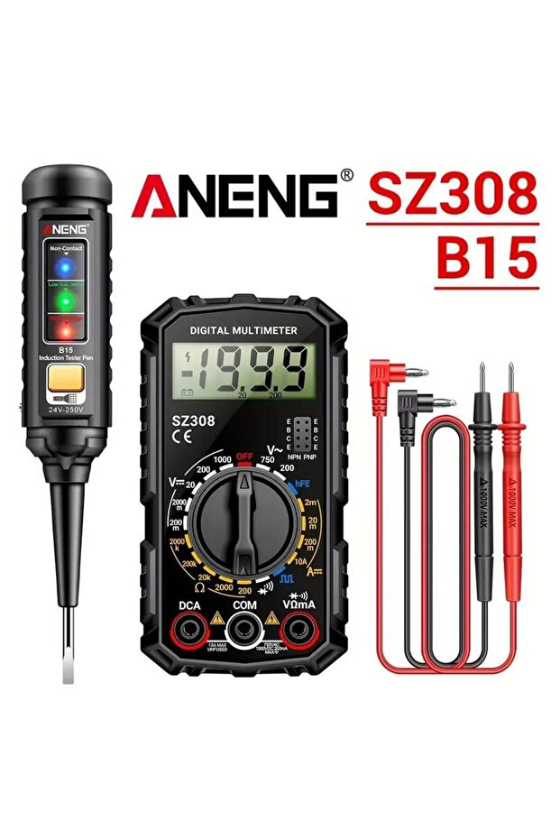 ANENG SZ308(B)-B15 Multimeter Tester Pen Suit ANENG SZ308+B15 Multimeters 1999 Counts 24-250V Voltag