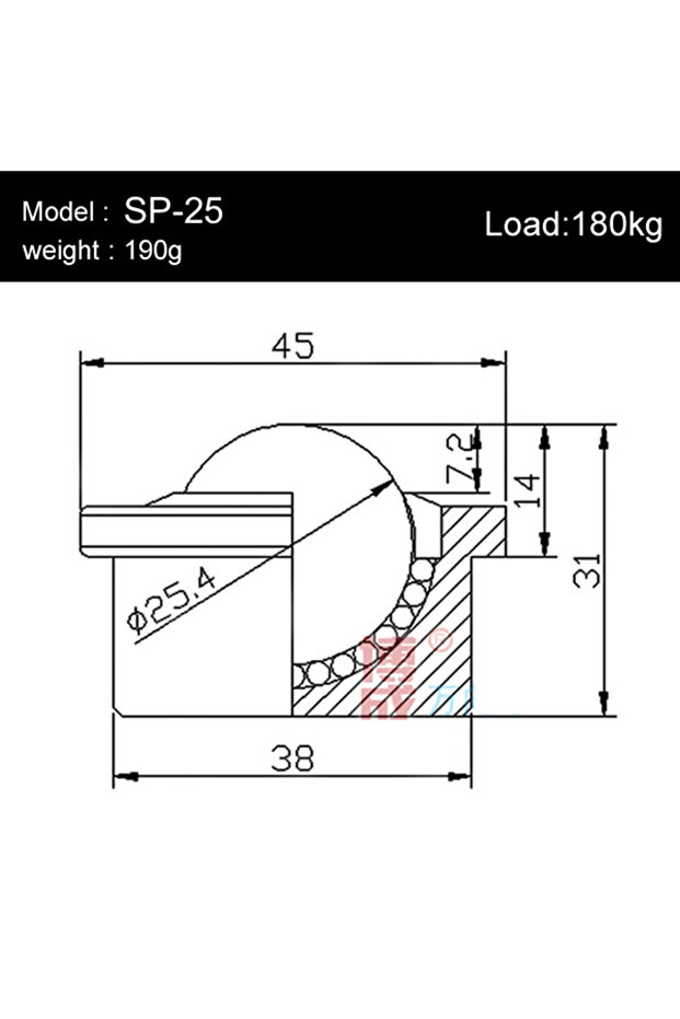 SP-25 1pcs Precision Nylon Ball /Casters, Mute, Universal Wheel, SP-8 SP12 SP15 SP22 SP25 SP-30, Fle