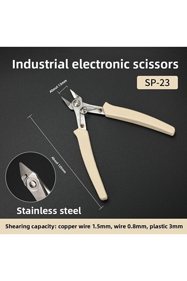 Electronic pliers Mini Pointed Nose Pliers Model Pliers,1 Pair,Wire and Cable Cutter,Metal,Horizonta