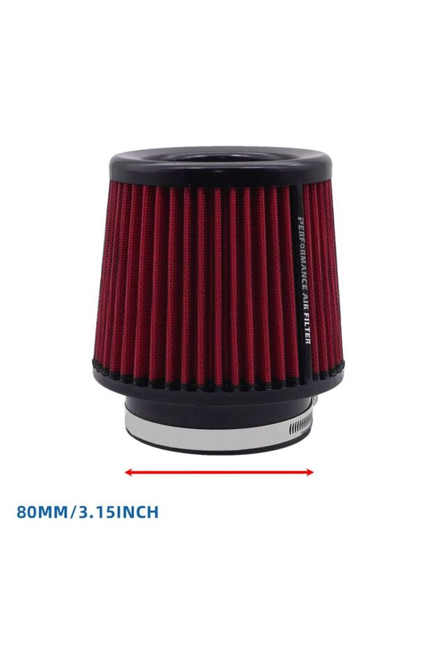 80mm-Red 63/76/80MM Cone Air Intake Filter Universal Washable for Car Engine Pipe 2.5/3/3.15inch Spo