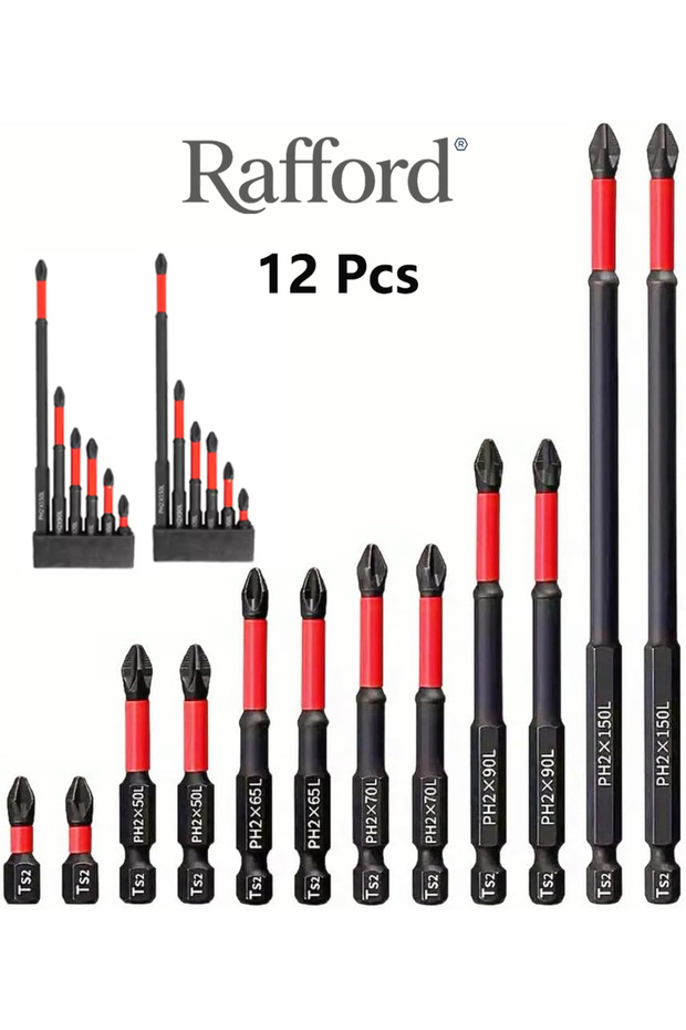 12 Pcs Rafford Anti Slip bits Magnetic Screwdriver bit Set S2 Alloy Steel Impact Resistance Bits-3/6