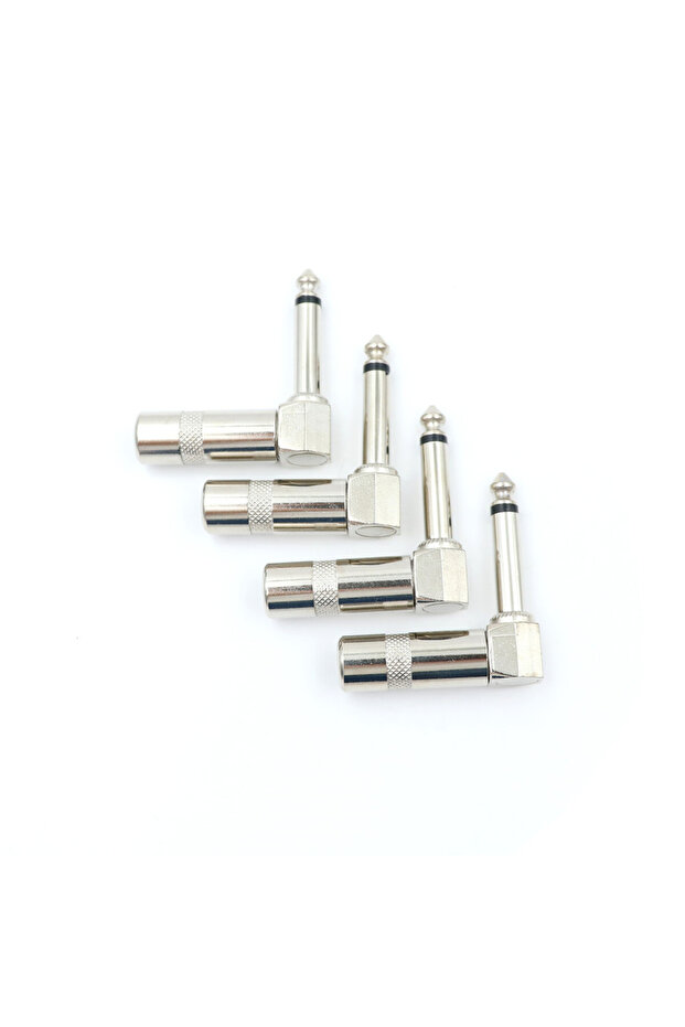 4pcs 1/4 Inch 6.35mm L-shape Jack Right Angle Male Mono Plug Connector For Guitar Audio
