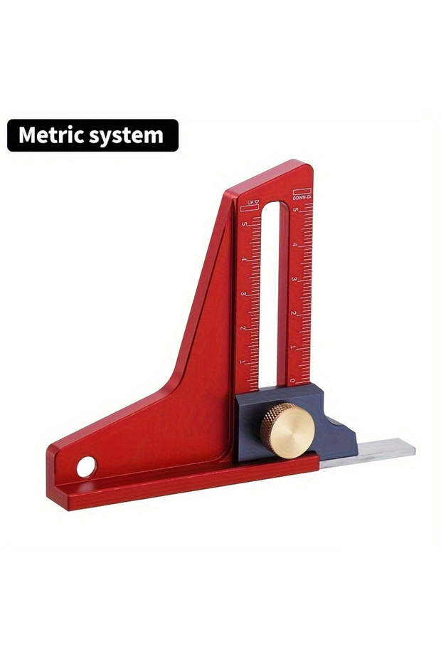 Red Precision Height Gauge - Metric Depth Measurement Tool, Ideal for DIY Projects, Woodworking Tool
