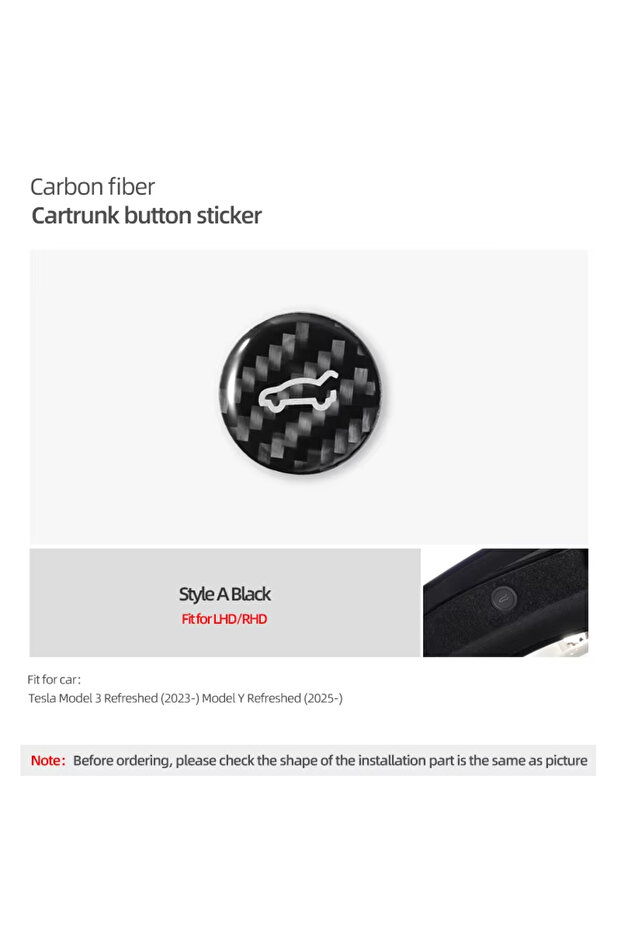 carbon black new For Tesla 2019- Model 3 Highland 2024 Model Y Juniper Carbon Fiber Rear Trunk Switc
