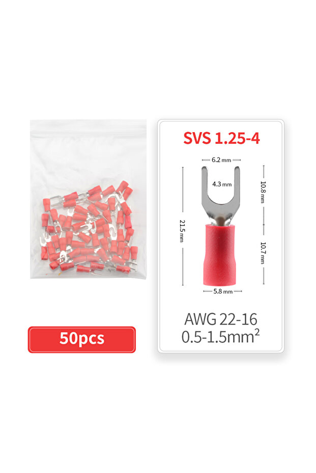 SV5.5-5 50 قطعة موصلات أسلاك كهربائية طرفية شُعبية، أطراف توصيل سريعة، كابلات عازلة