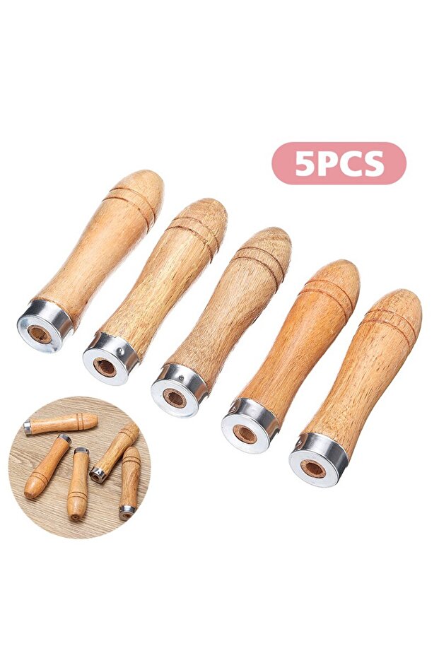 5pcs Wooden File Handle Replacement Strong Metal Collar For File Craft Tool 9cm For Wood Rasp Scr...