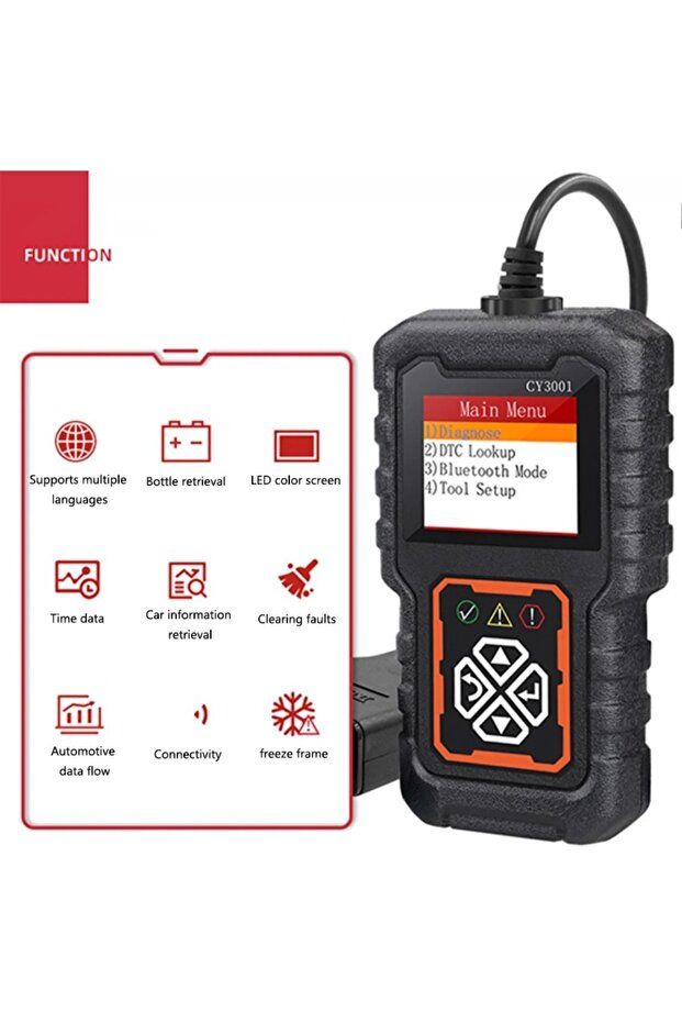 أداة تشخيص OBD2 للسيارة بحجم واحد، قارئ أكواد، جهاز اختبار جهد السيارة، ماسح ضوئي لرموز أعطال المحرك، - 4