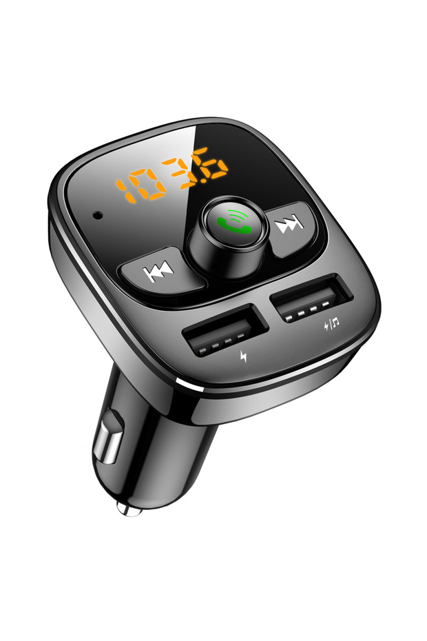 مشغل MP3 أسود للسيارة، بلوتوث 5.4، جهاز إرسال FM، شاحن سيارة، منفذي USB، يدعم بطاقة TF وذاكرة فلاش USB
