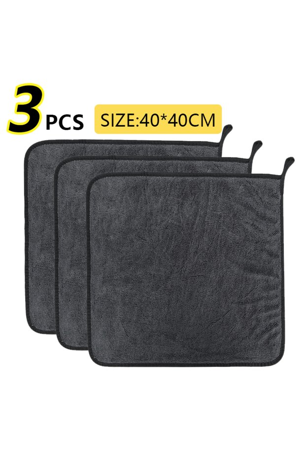 40x40x3pcs 40*60/40cm Car Wash Towel 600GSM Microfiber Double-Sided Ultra Absorbent Car Wash Cloth C