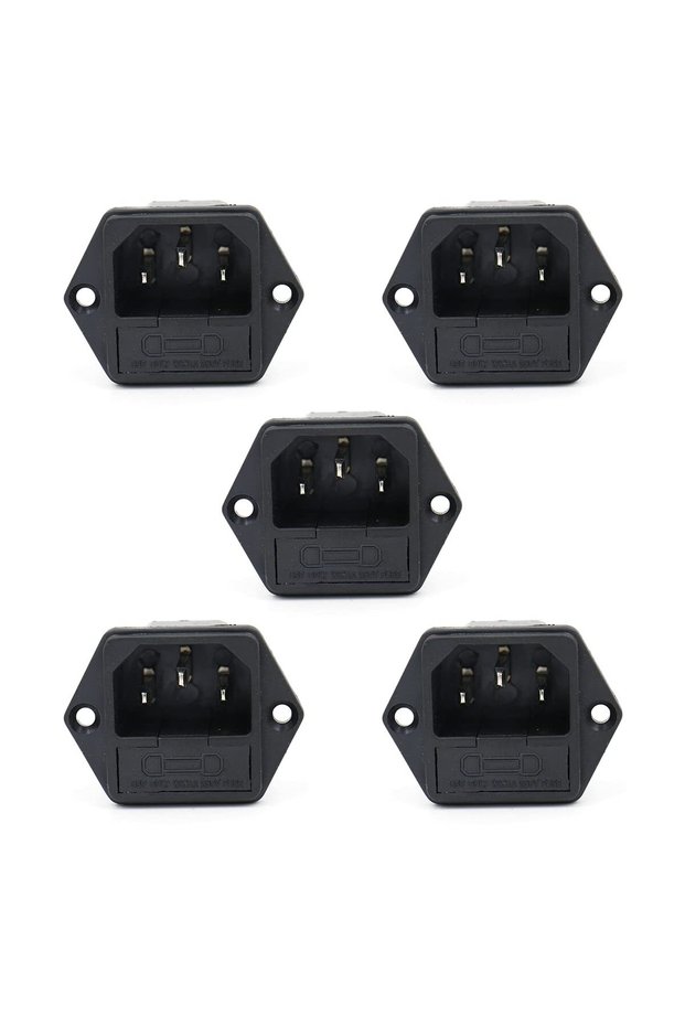 5 pcs 1/5pcs new Panel Mounted 3 Pin IEC 60320 C14 Inlet Male Power Plug 10A AC 250V w/ fuse holder