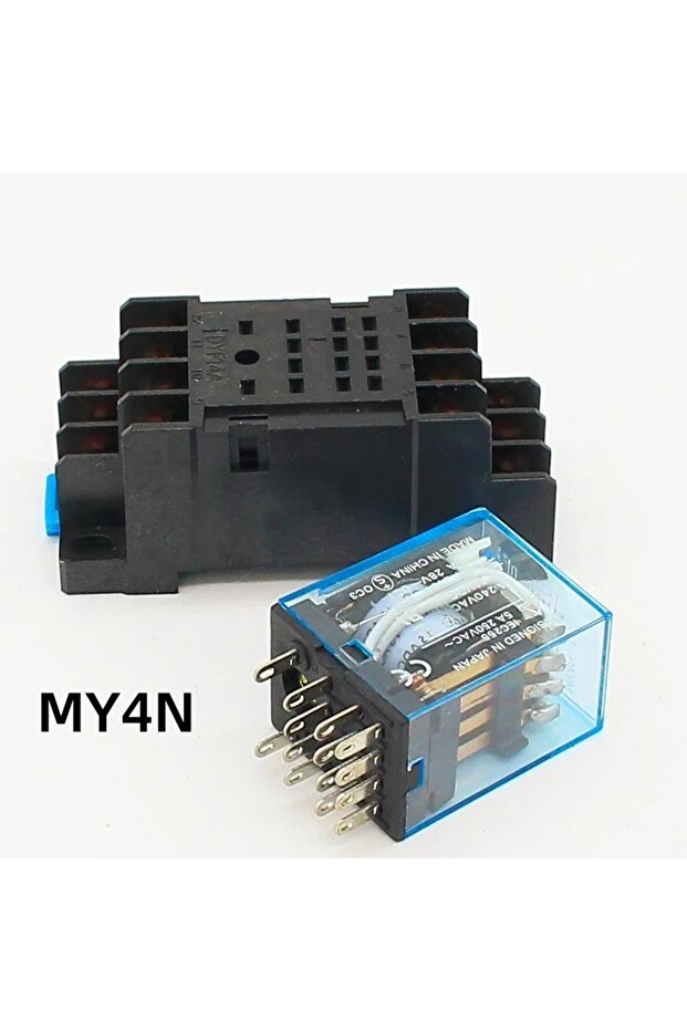 1pc 12V DC 1pc Power Relay MY4NJ with Din Rail Mount Socket Base 14 Pins 12V/24V 110V/220V MY4N Rela