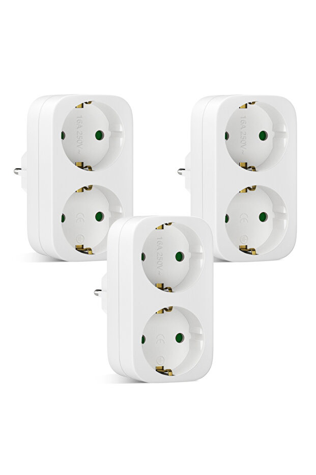 250V EU 2 3PCS white 3pcs Double Plug Socket Adapter Portable Multiple Sockets EU Conversion Plug Ge
